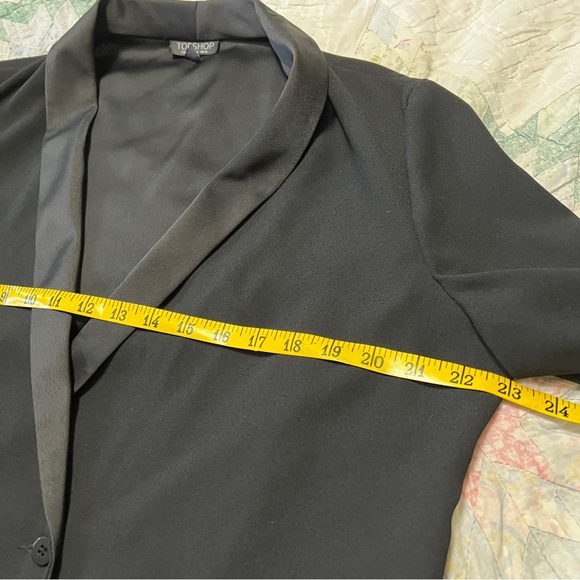 Topshop Satin Trim Black Blazer Dress 12 - Picture 9 of 11